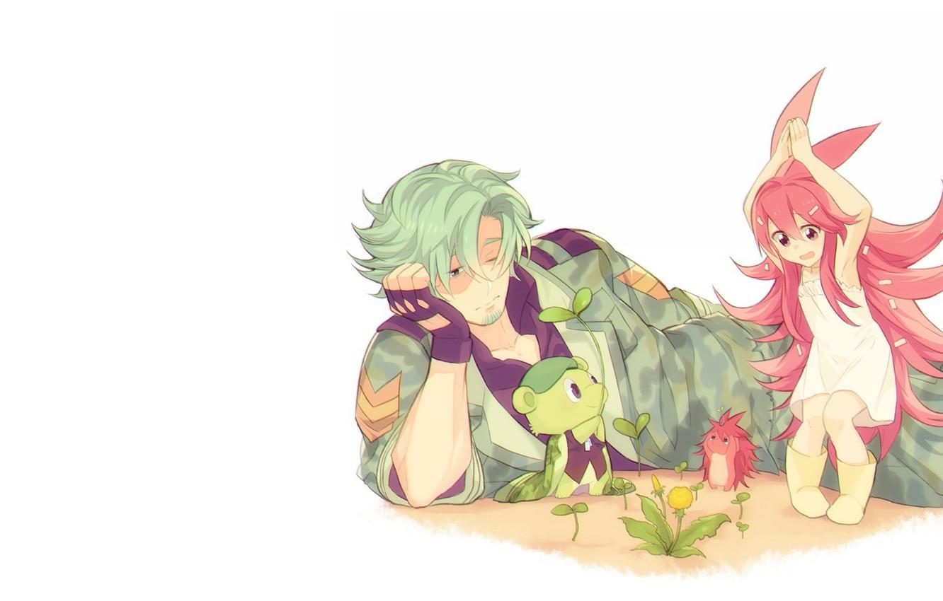 1332x850 Wallpaper forest, mood, dandelion, minimalism, anime, girl, guy, hedgehog, Cheerful forest friends, Flaky, Happy Tree Friends, Flippy image for desktop, section прочее