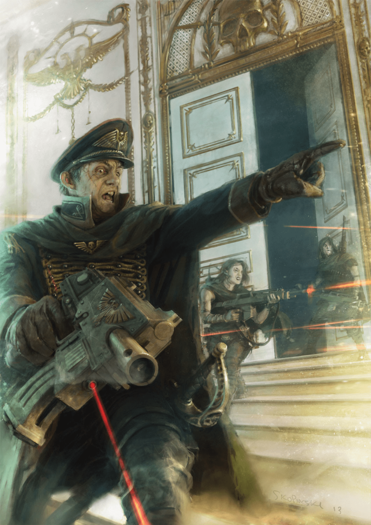 1280x1811 Warhammer, Warhammer science fiction, gun, bolter, green, imperial guard, Astra Militarum, video games, video game artx1811 Wallpaper