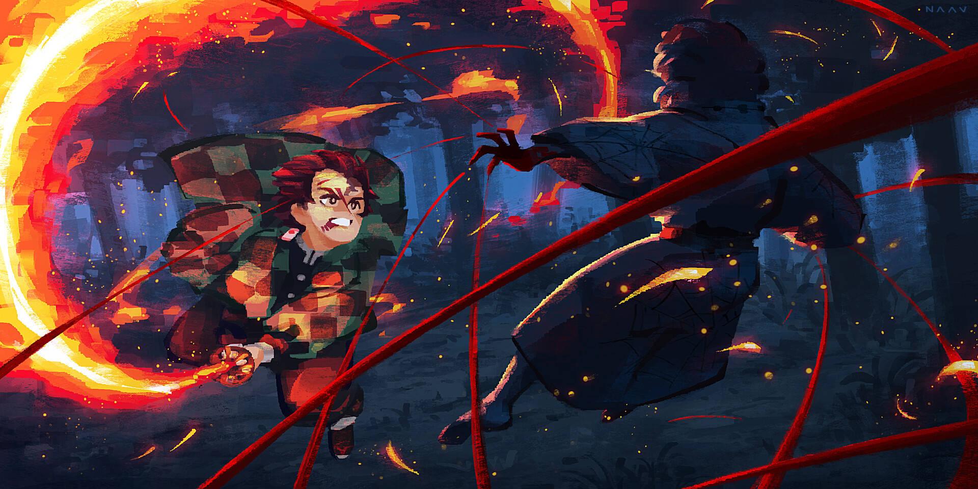 1920x960 Download Hinokami Kagura Fight Scene Wallpaper
