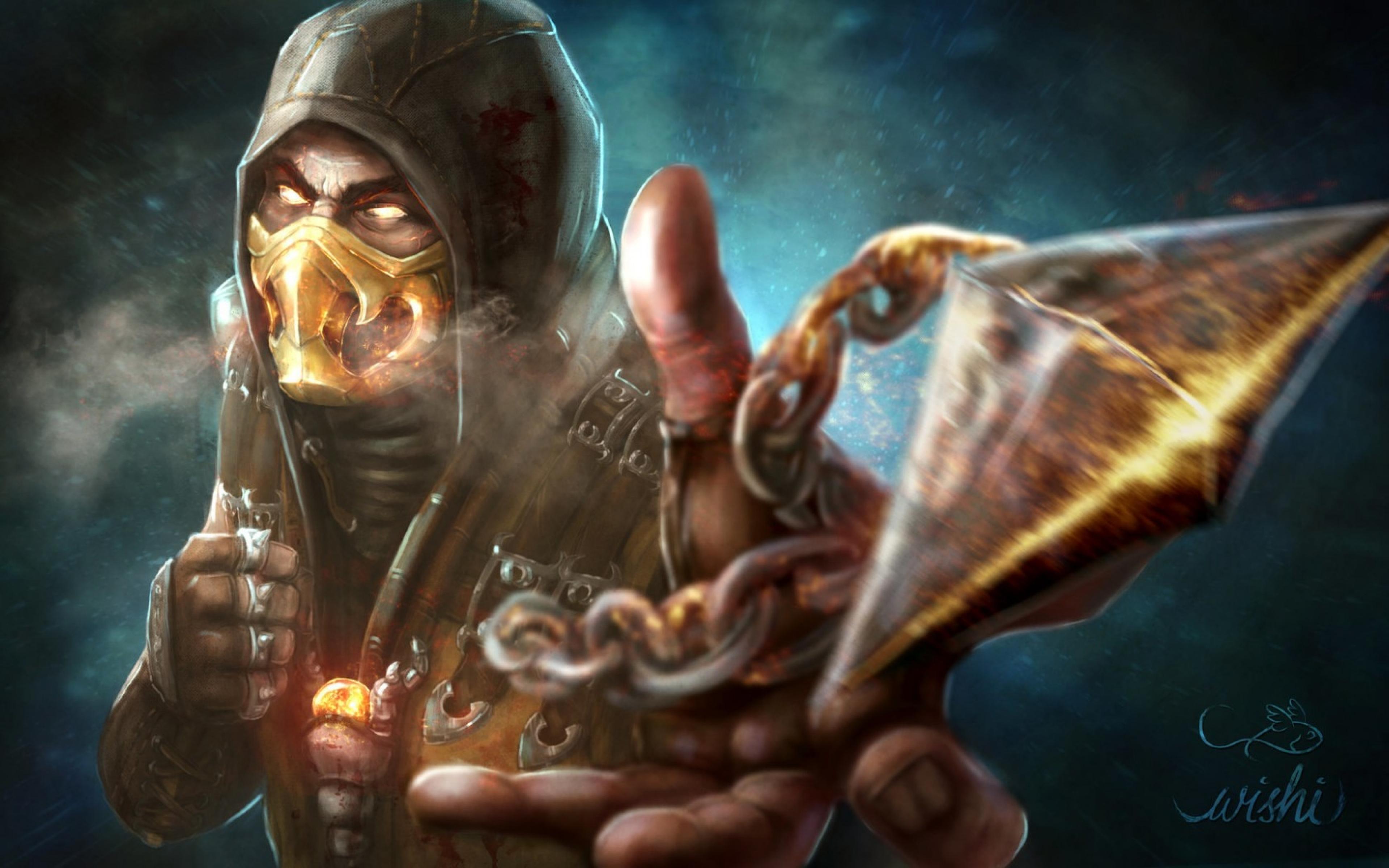3840x2400 Wallpaper Mortal Kombat x, Scorpion, Mortal Kombat Mortal Kombat, Hand, Background Free Image