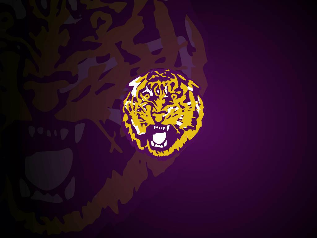 1024x768 Download A Tiger Logo On A Purple Background Wallpaper