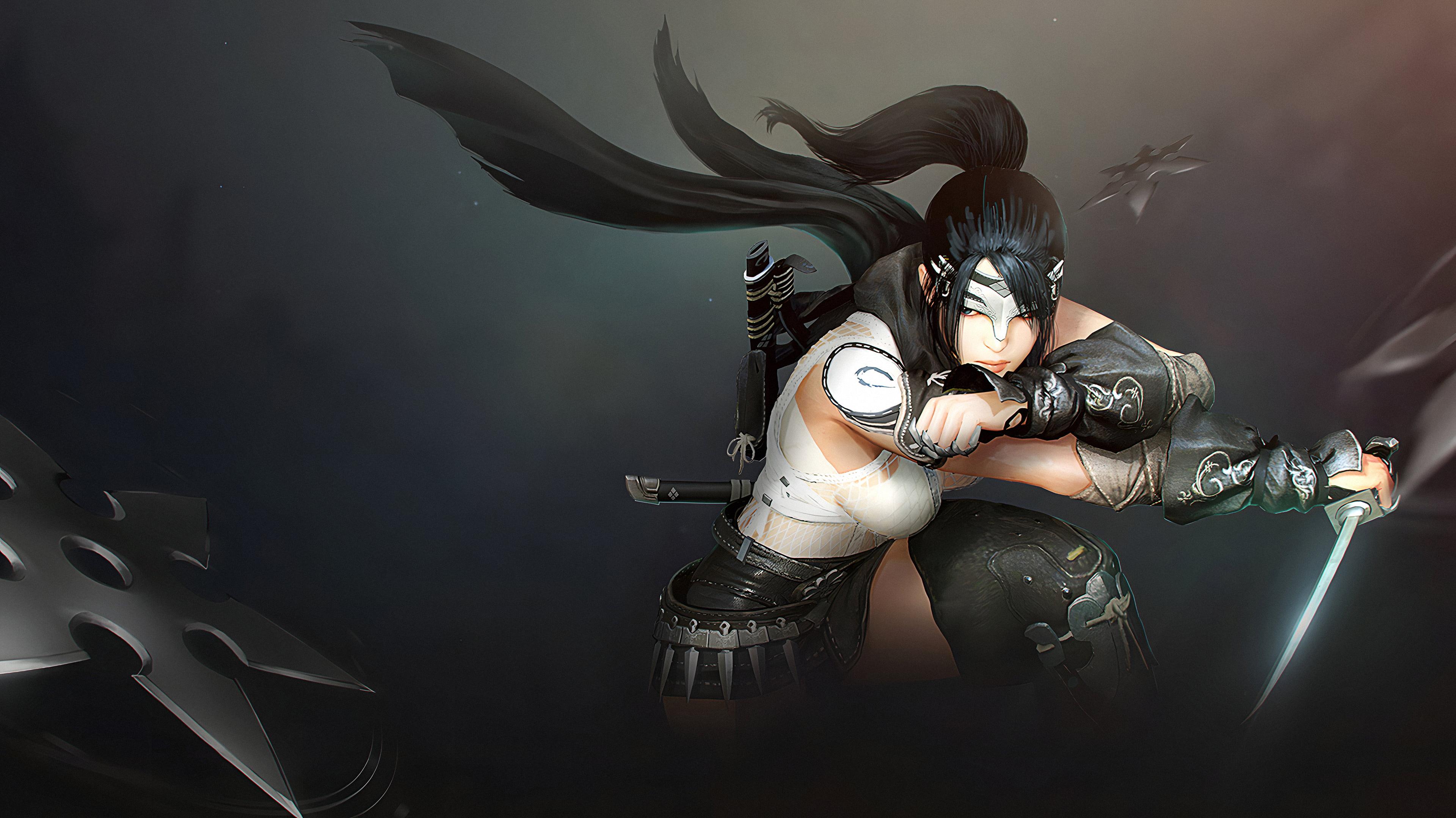 3840x2160 Wallpaper / video game girls, Black Desert, dagger, 4K, video game art, Pearl Abyss, shuriken, 4K, women, black desert online free download