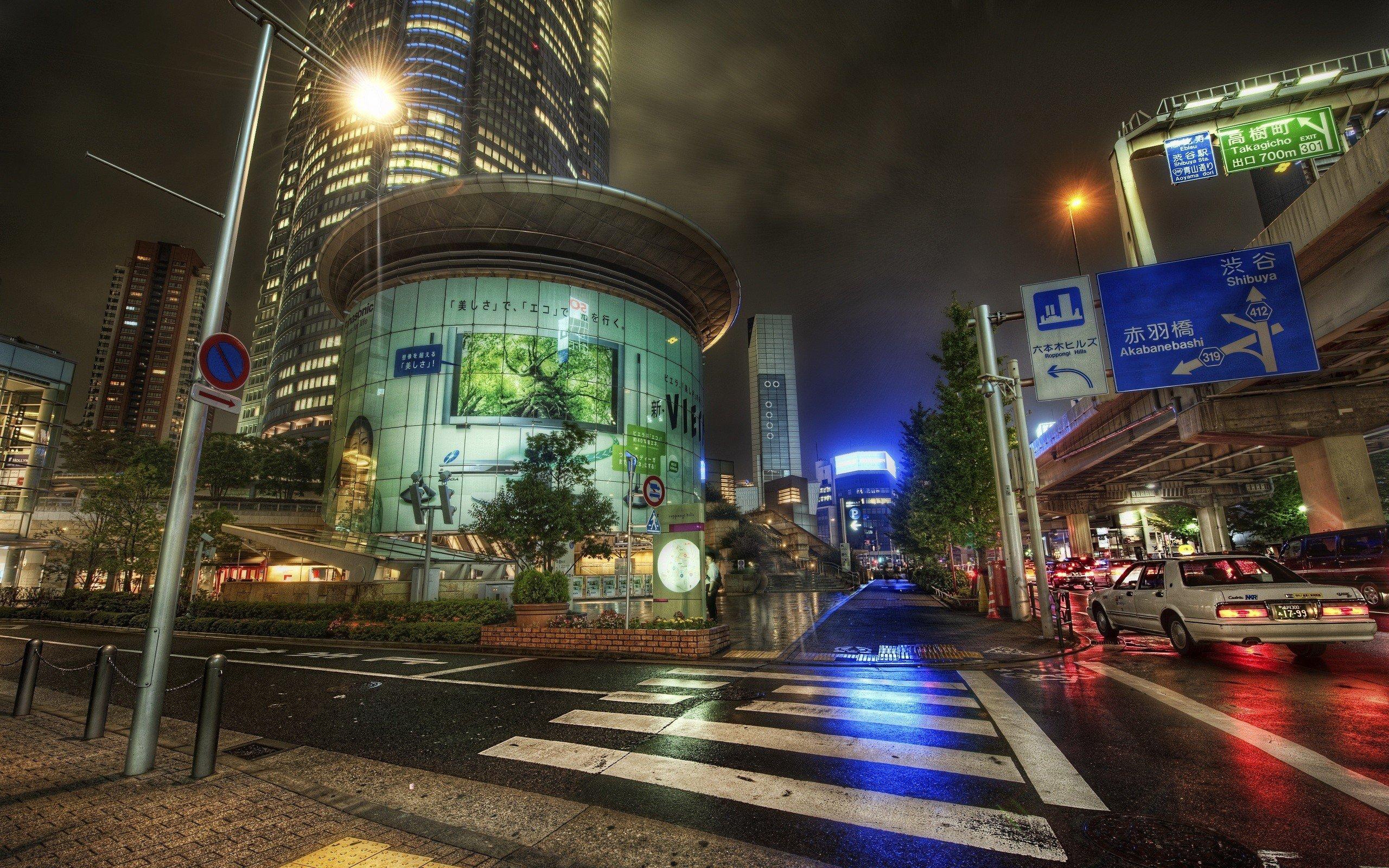 2560x1600 japan, Tokyo, Cityscapes, Night, Lights, Cars, Roads, Roppongi, Roppongi, Hills Wallpaper HD / Desktop and Mobile Background