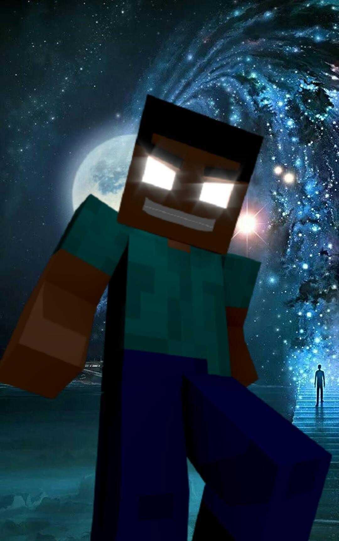 1080x1726 Download Herobrine Full Moon Art Wallpaper