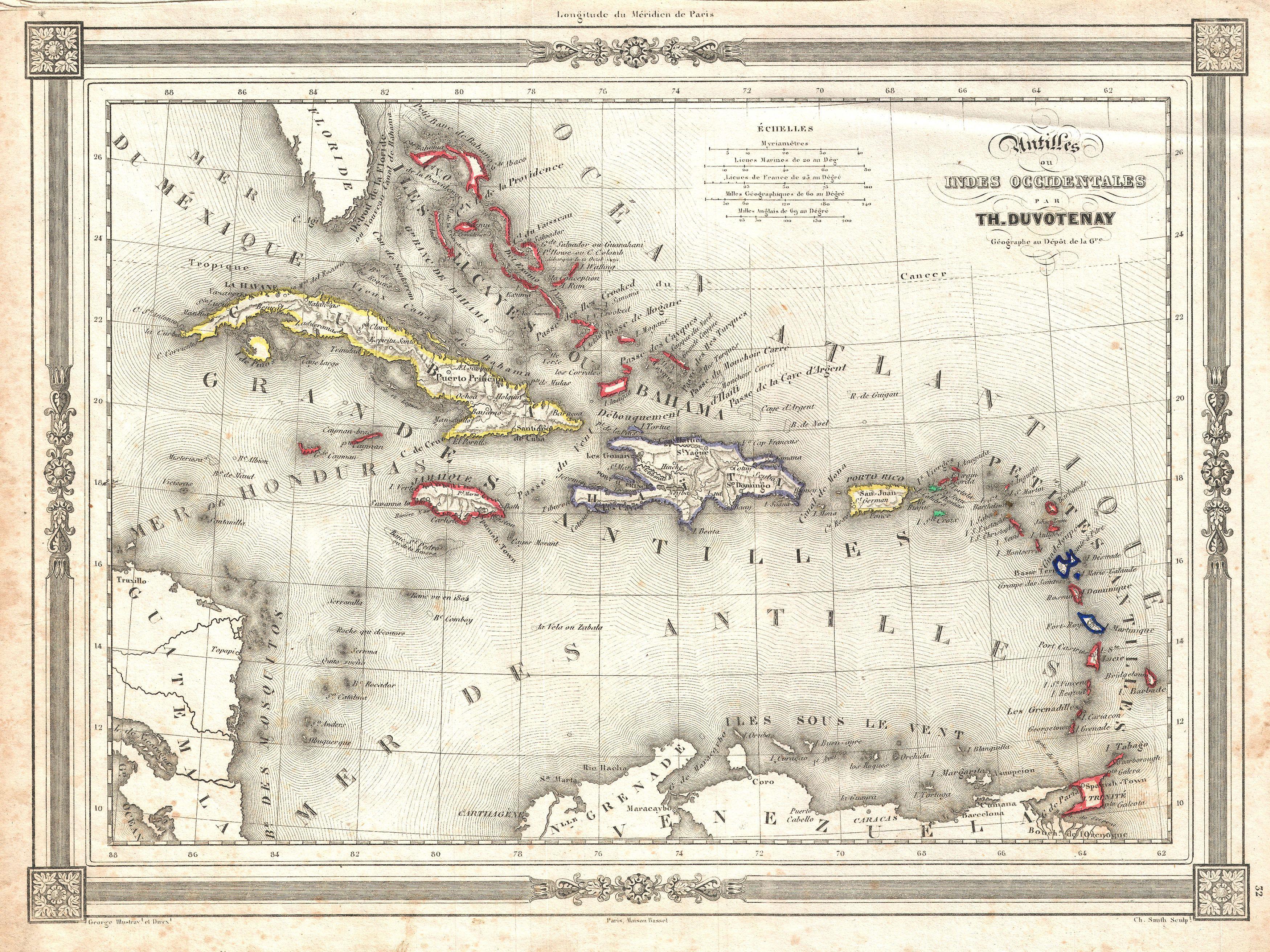 3500x2625 Duvotenay Map Of The West Indies Duvotenay