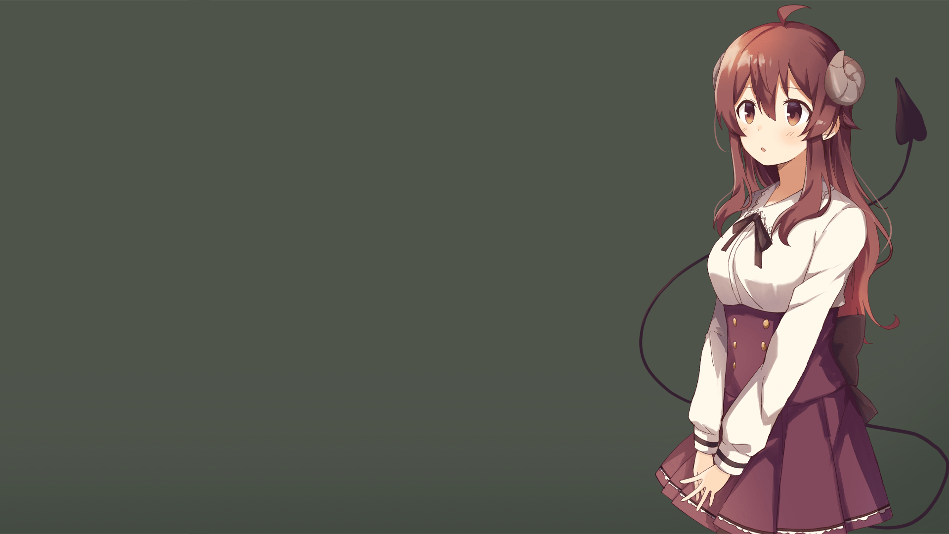 1920x1080 Wallpaper / anime, anime girls, Machikado Mazoku, simple background, Yoshida Yuuko, Chiyoda Momo, white skin, dark background, demon girl free download