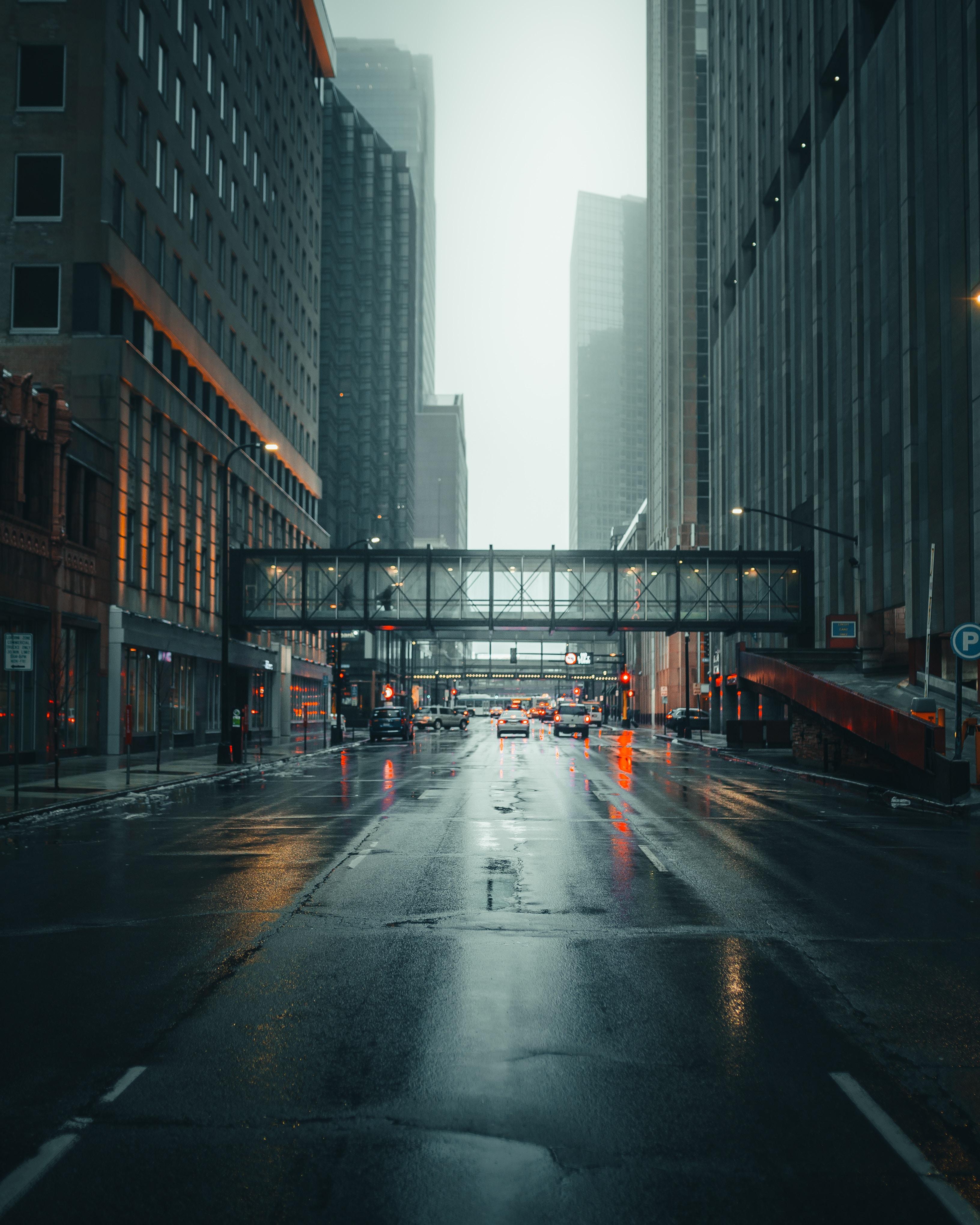 3263x4079 Wallpaper Cars on Road Between High Rise Buildings During Daytime, Background Free Image