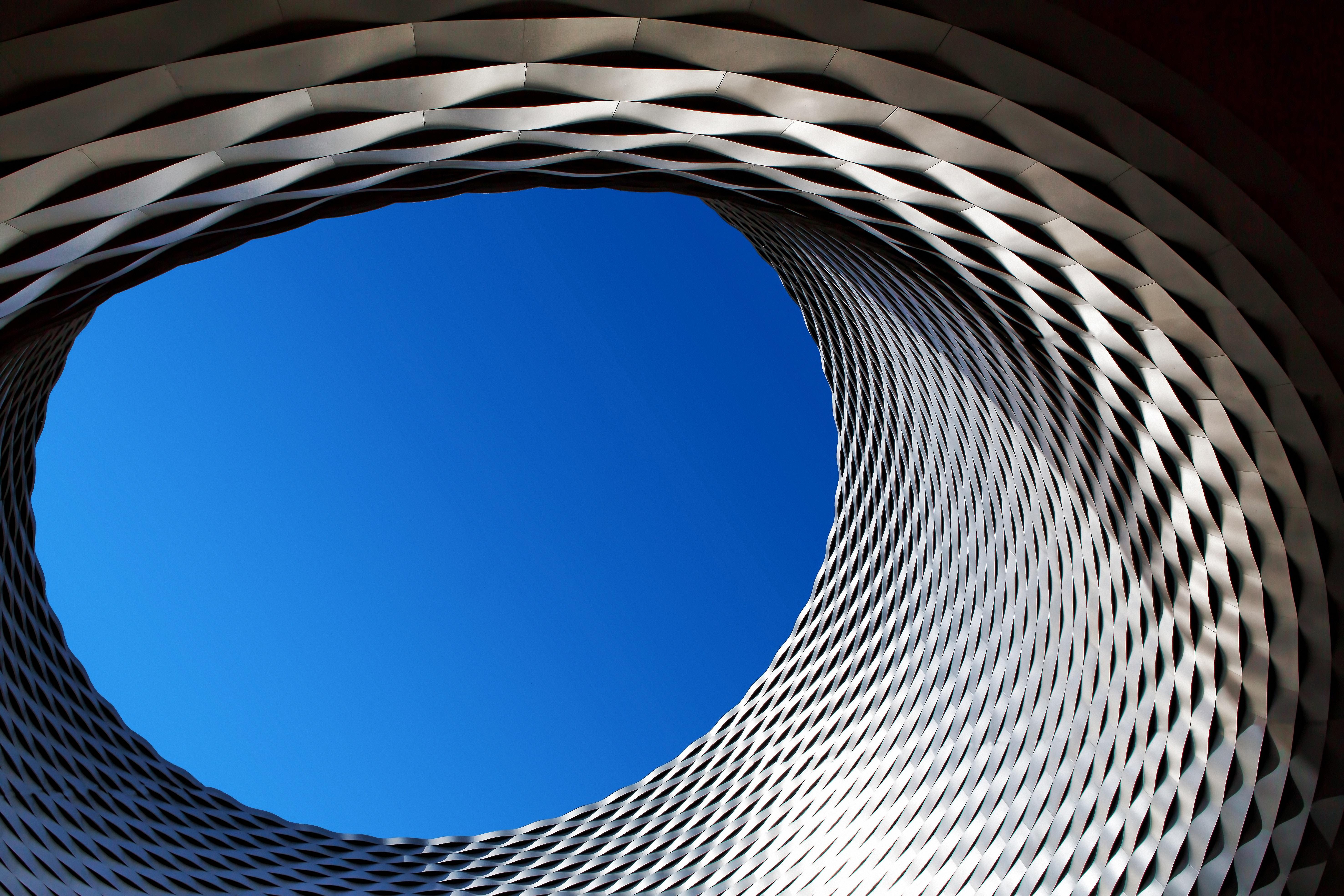 5906x3938 5906x3938 structure, blue sky, building, pattern, Public domain image, blue, metal, curve, texture, design, eye, architecture, circle, light, interior design, facade, basel, abstract Gallery HD Wallpaper