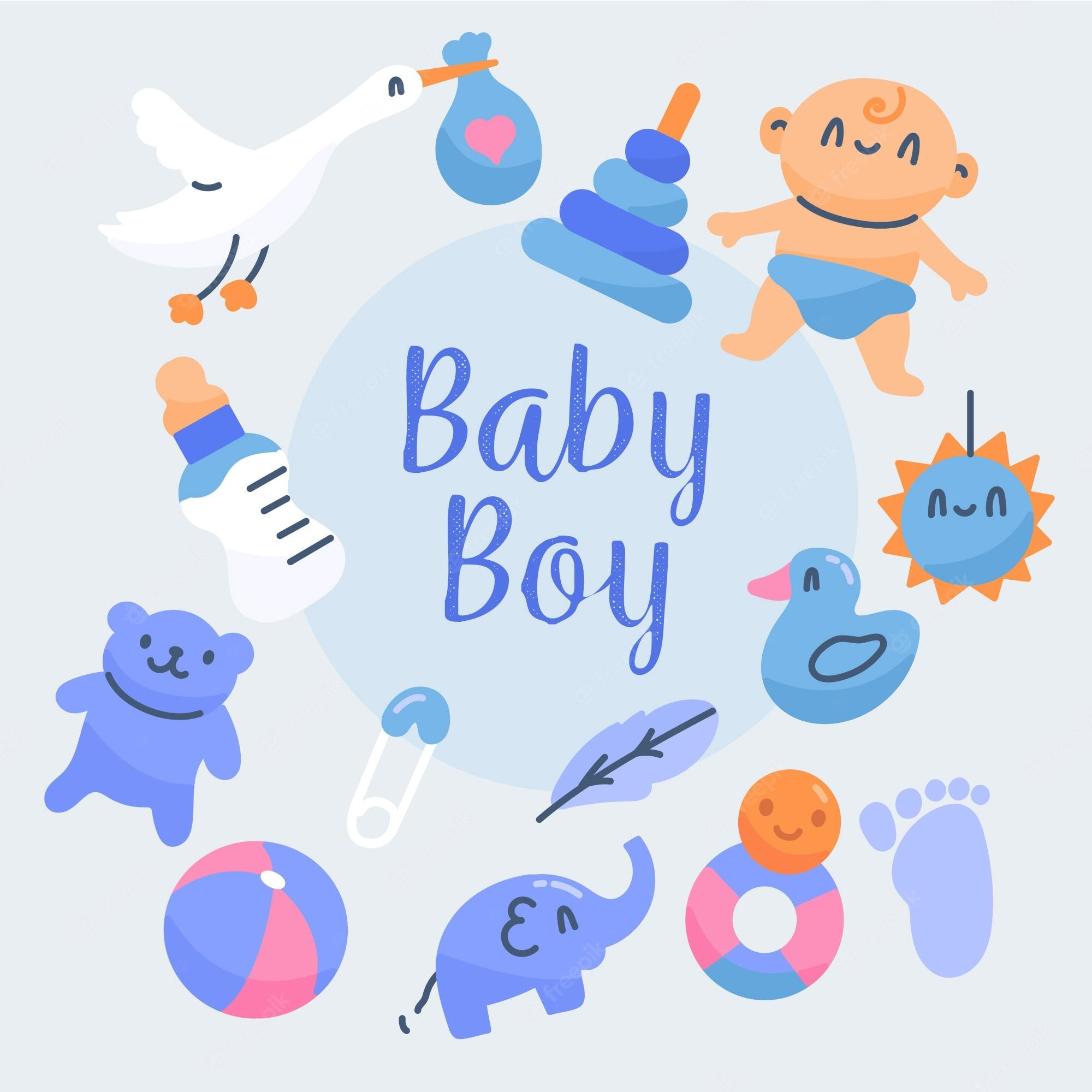 2000x2000 Free Vector. Baby shower boy wallpaper with toys
