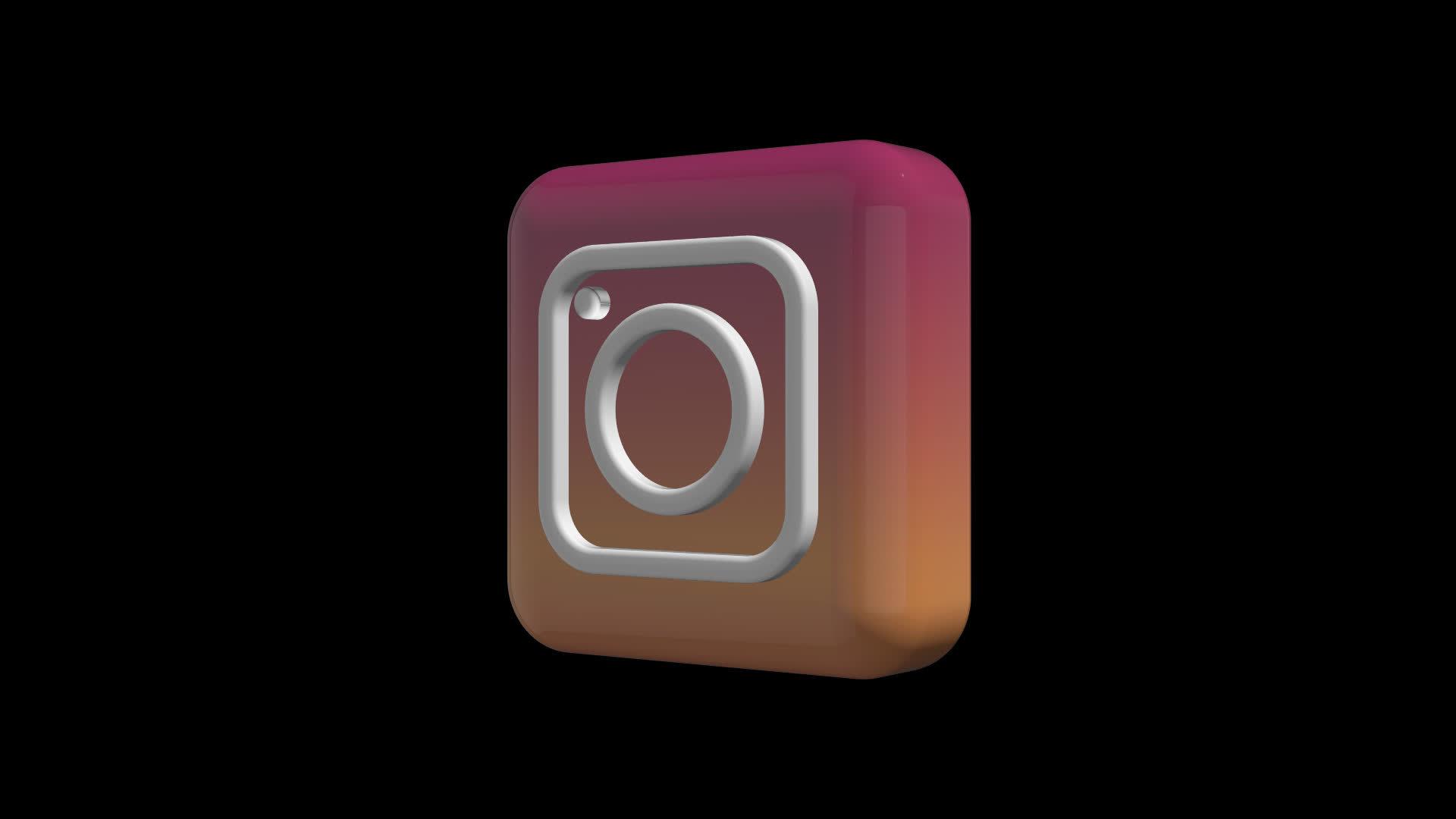 1920x1080 3D Instagram icon Transparent Background Alpha free