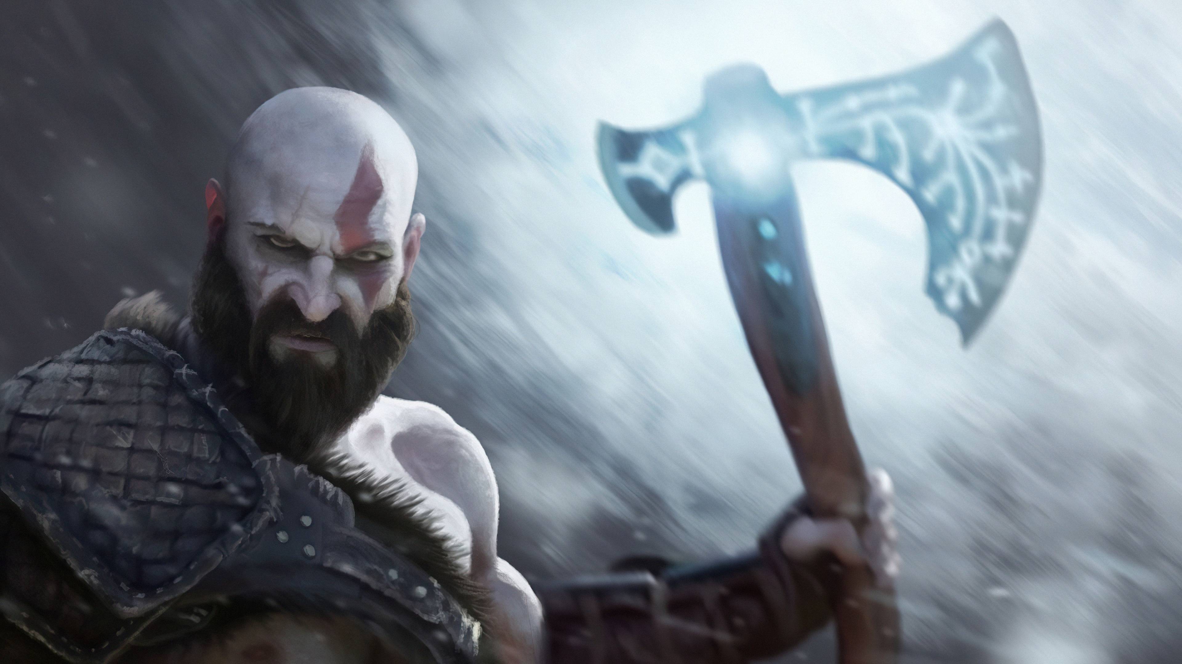 3840x2160 Kratos Digital Paint Art, HD Games, 4k Wallpaper, Image, Background, Photo and Picture
