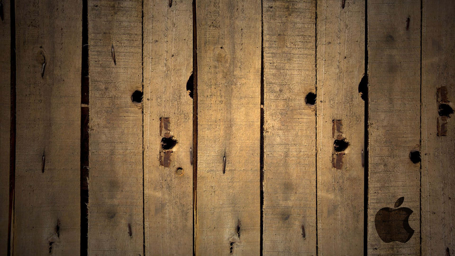 1920x1080 Download Wood With Apple Logo Background