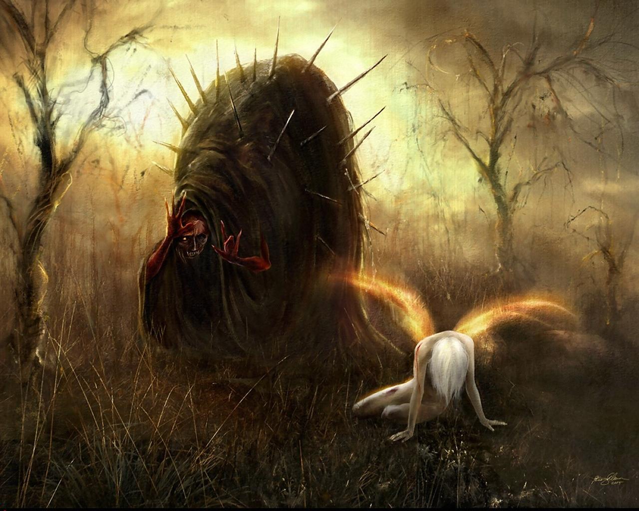 1280x1024 Monster & Injured Angel Wallpaper Wallpaper 13294