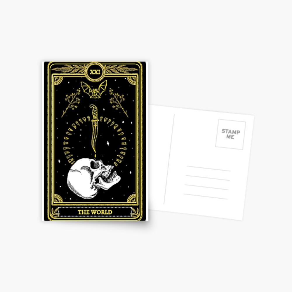 1000x1000 Black and Gold The World Tarot Card Greeting Card