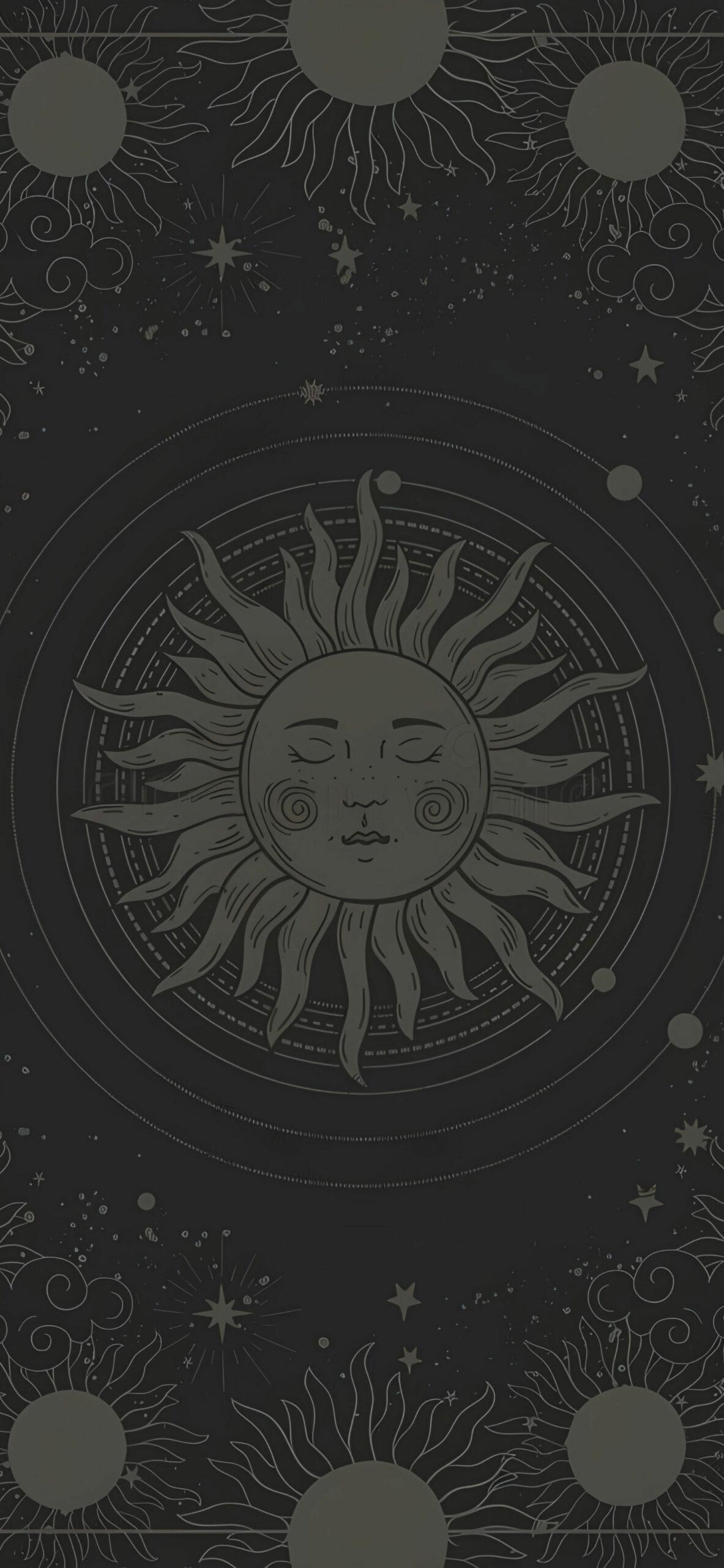 1183x2560 Sun with Closed Eyes Tarot Wallpaper Wallpaper iPhone