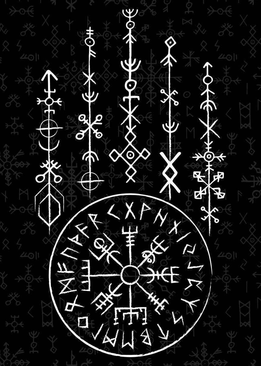 Premium Vector  Vegvisir scandinavian symbol and runes grunge