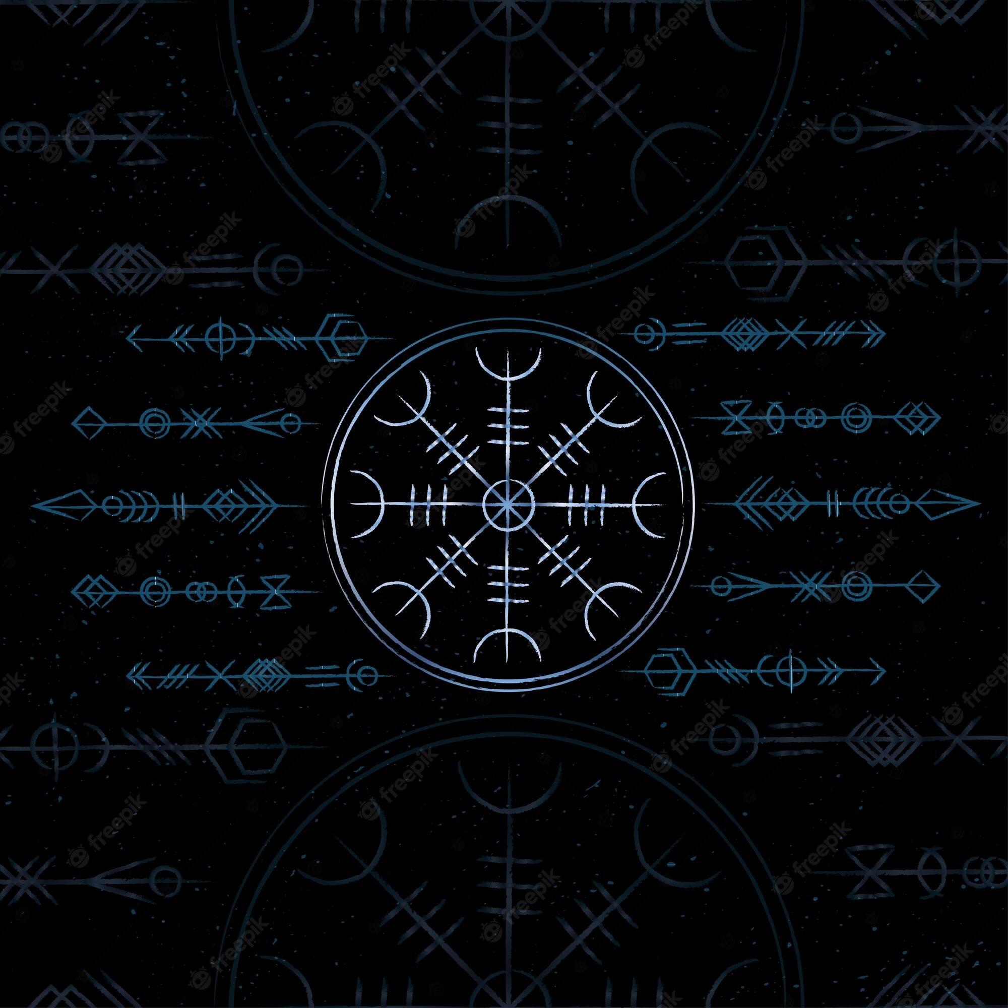 2000x2000 Premium Vector. Vegvisir true blue outline wallpaper