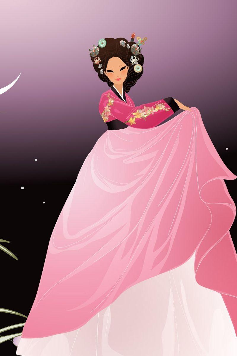 800x1200 Download wallpaper 800x1200 girl, japanese, moon, sky, dance, style