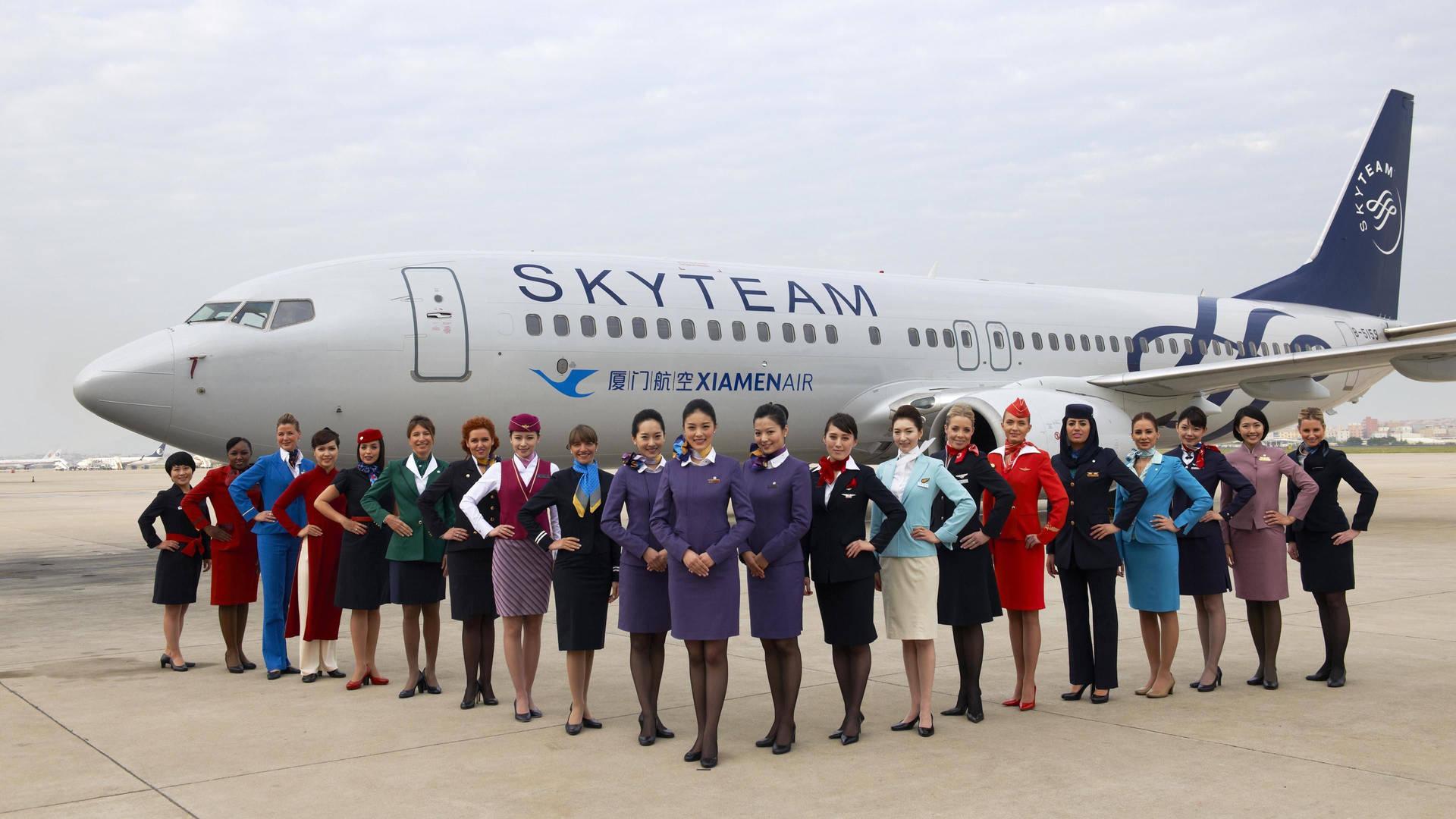1920x1080 Download Sky Team Xiamen Air Flight Attendant Wallpaper