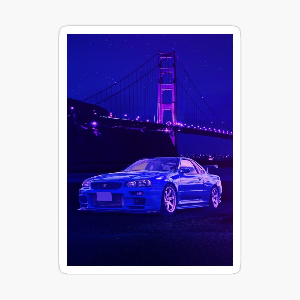 1000x1000 Nissan GTR R34 Neon Art Board Print