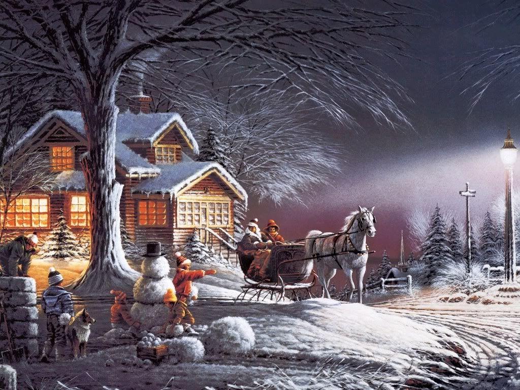 1024x768 Winter wonderland wallpaper. Winter wonderland wallpaper, Terry redlin paintings, Winter scenes