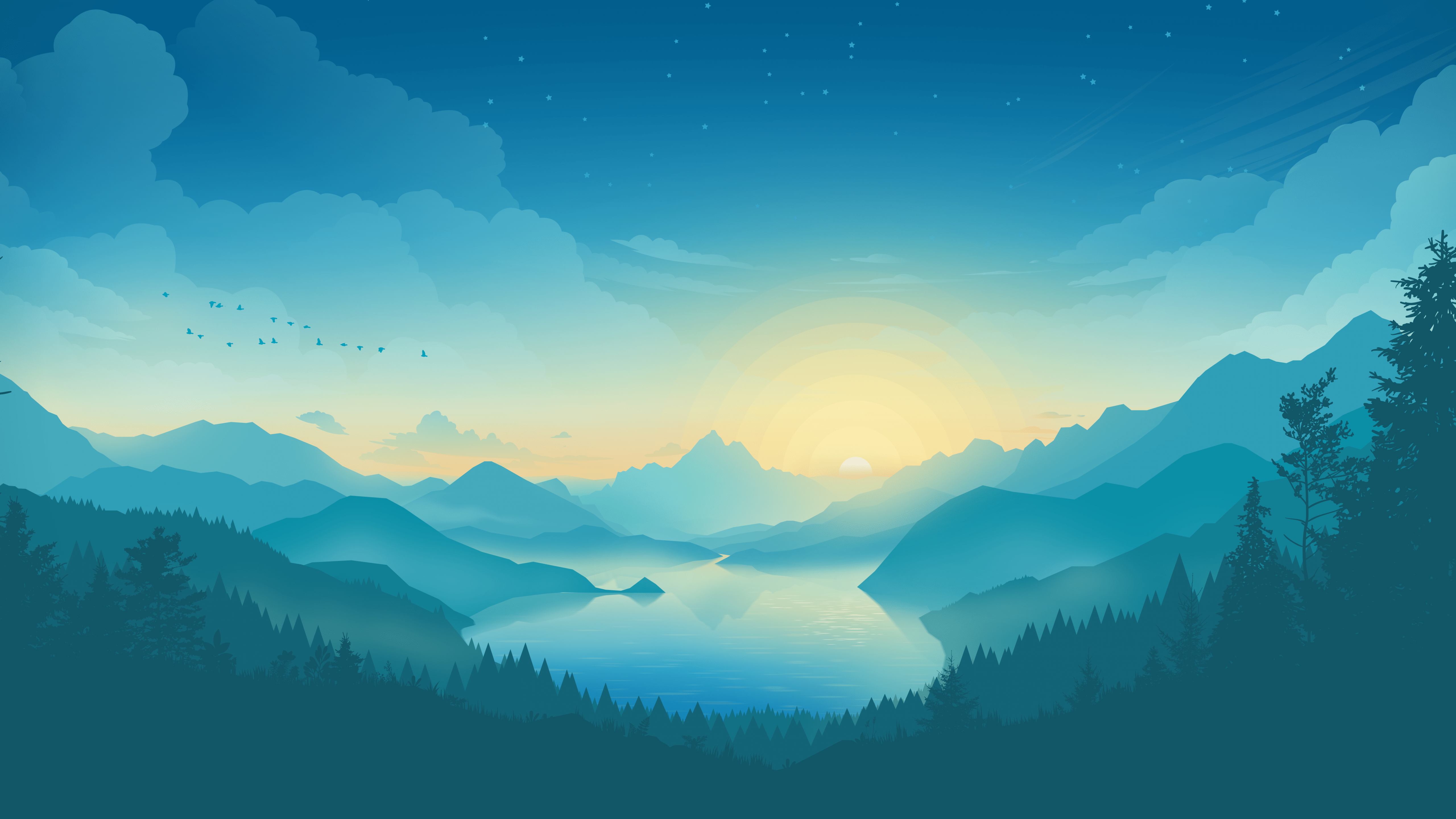 5120x2880 Lakeside Wallpaper 4K, Sunrise, Early Morning, Nature