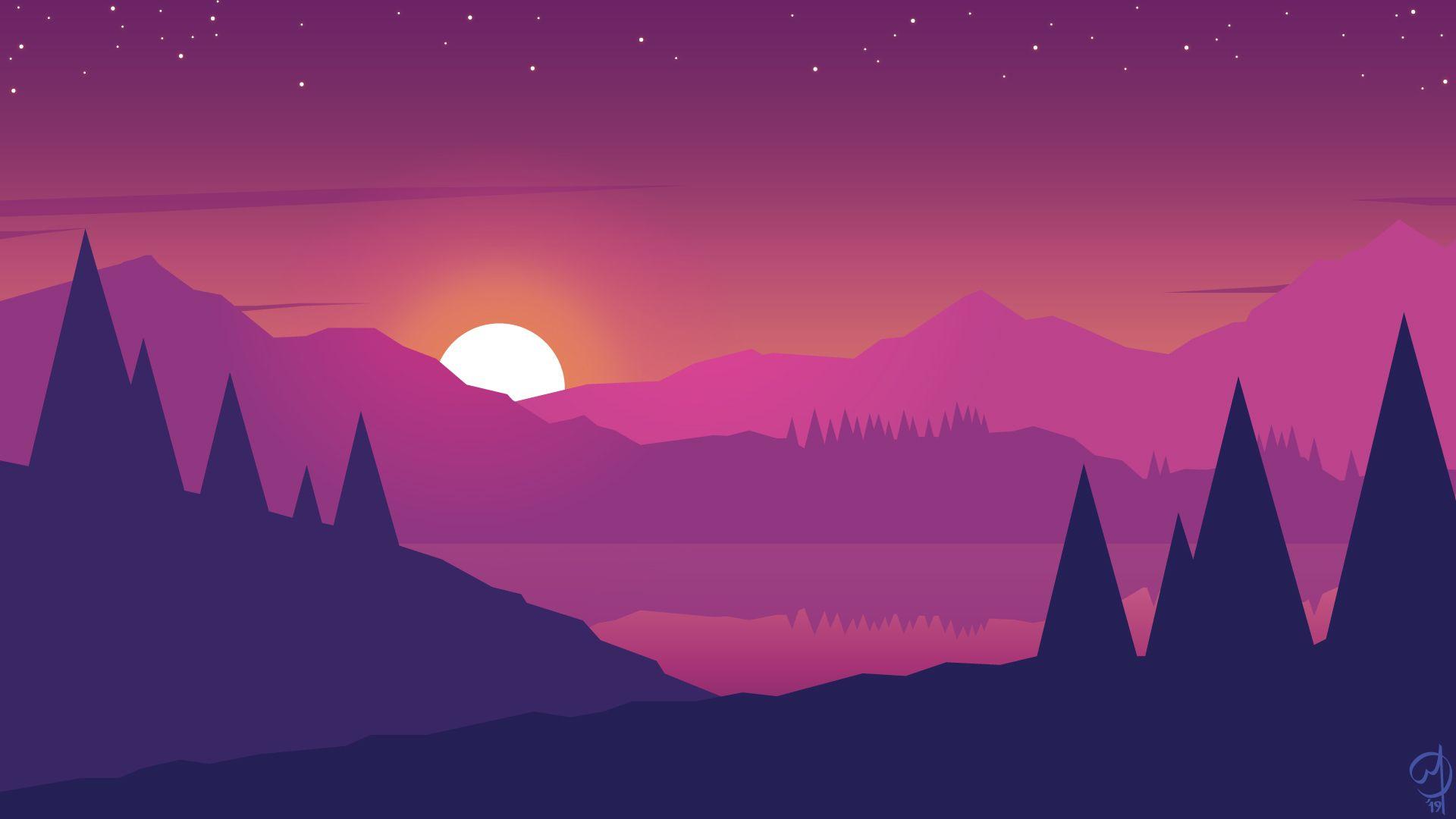 1920x1080 Minimal Landscape Wallpaper