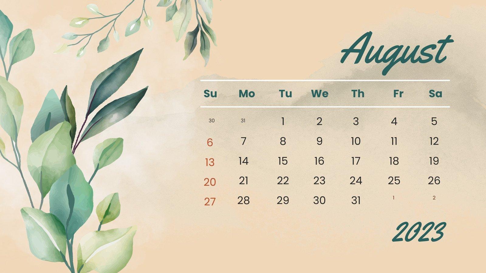 Free August 2022 Calendar Wallpapers  Desktop  Mobile