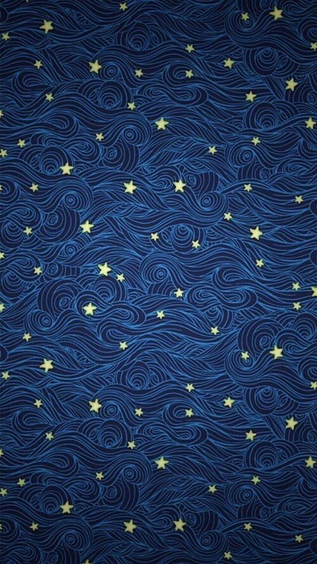 1080x1920 Blue Clouds Stars Illustration #iPhone #wallpaper. iPhone 6 8