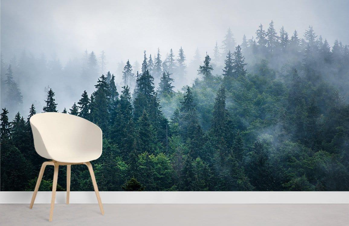 1155x750 Misty Forest Wallpaper Mural For Home. Wall Murals Design