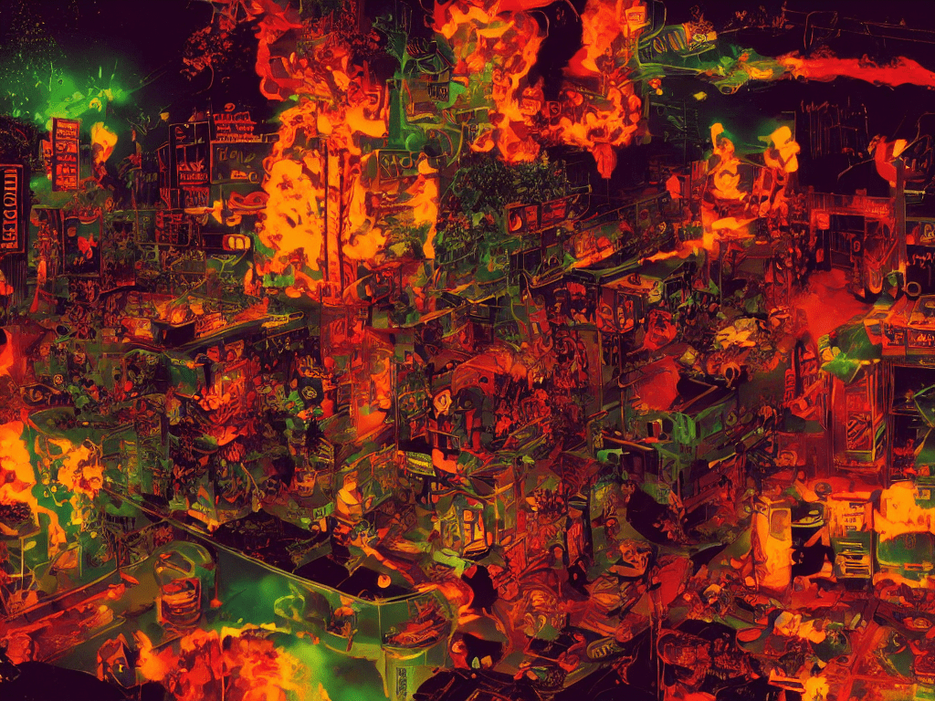 1024x768 prompthunt: Enter the Void by Gaspar Noe as a PS1 game landscape