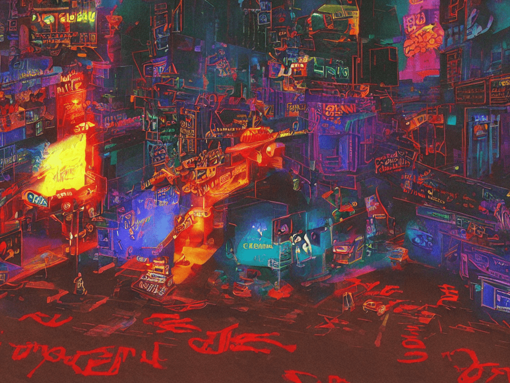 1024x768 prompthunt: Enter the Void by Gaspar Noe as a PS1 game landscape
