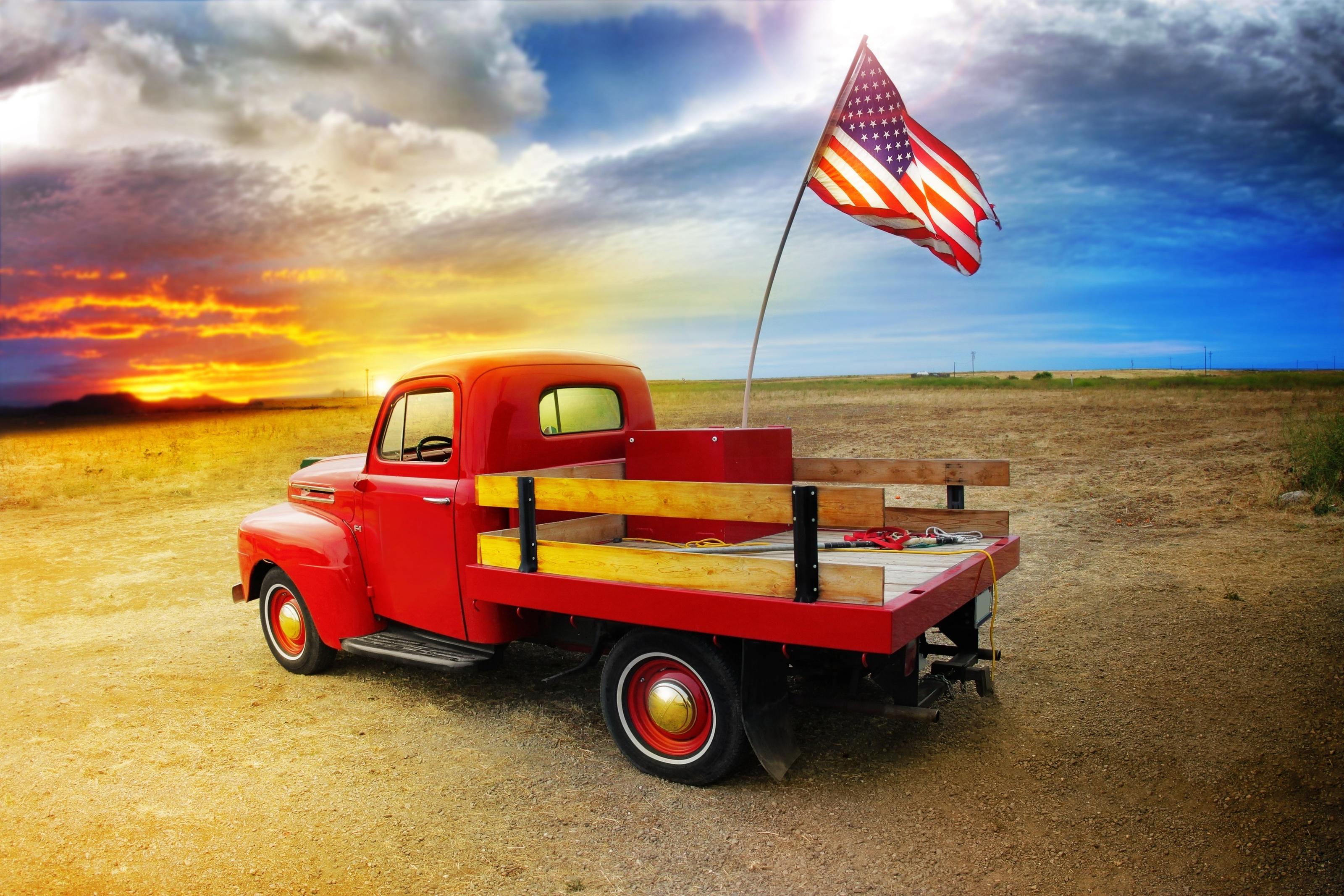 3200x2133 American Vintage Red Truck Mural Your Way