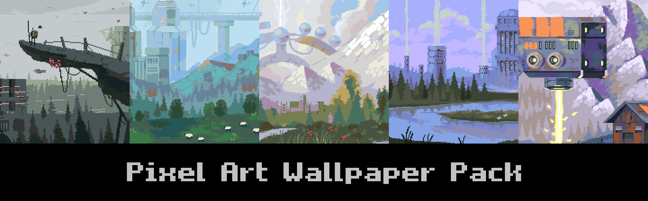 2160x672 Free Pixel Art Wallpaper