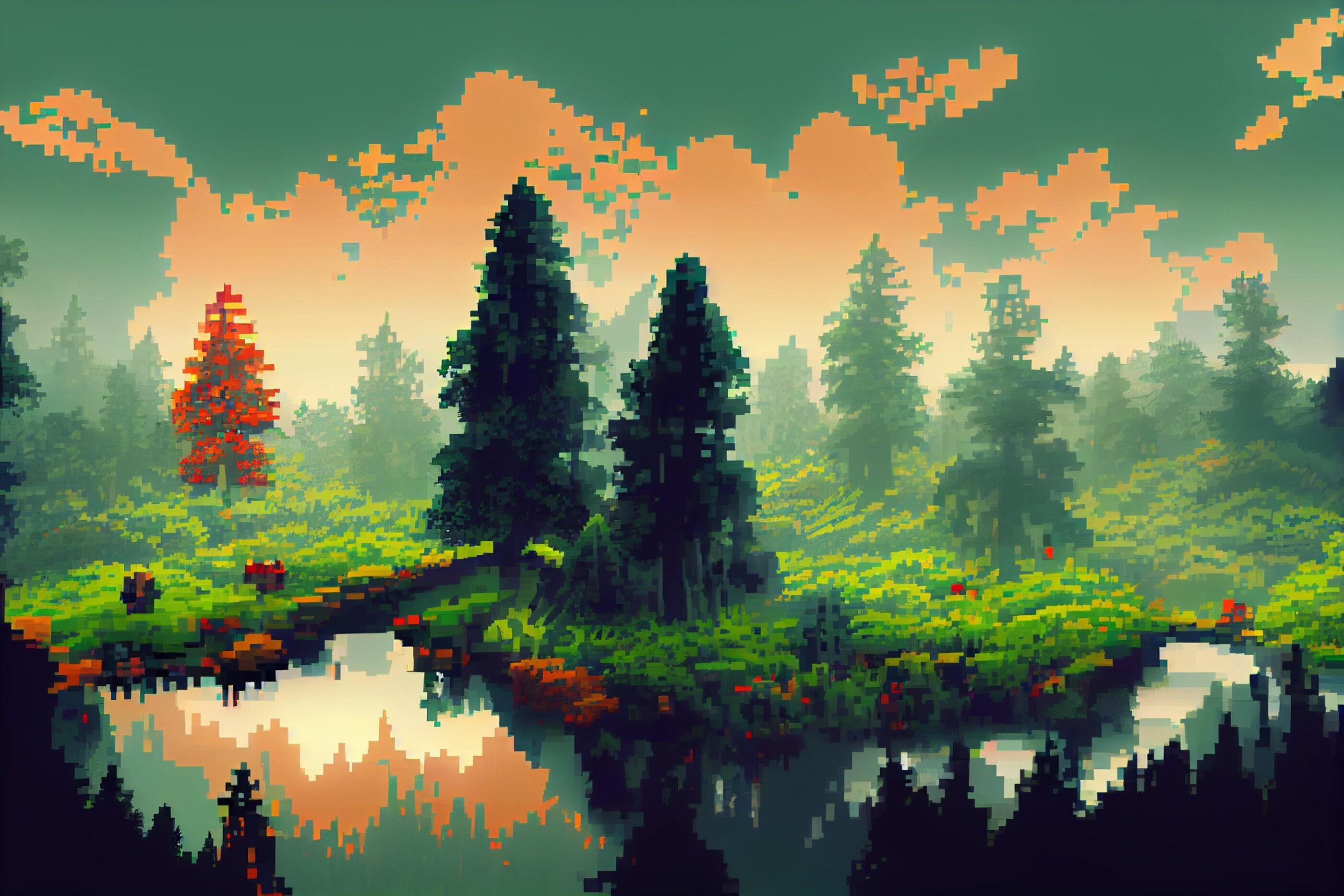 2800x1867 HD Desktop Wallpaper of 34 Primal Forest Pixel Art