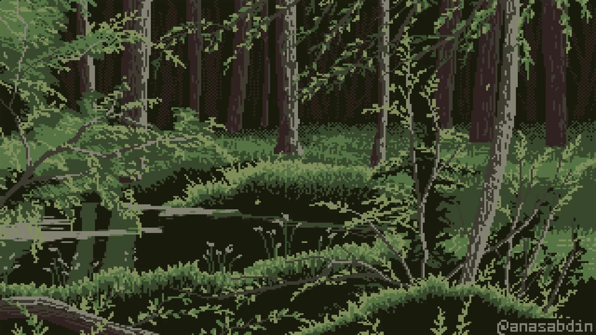 1920x1080 Forest Pond Pixel Live Wallpaper