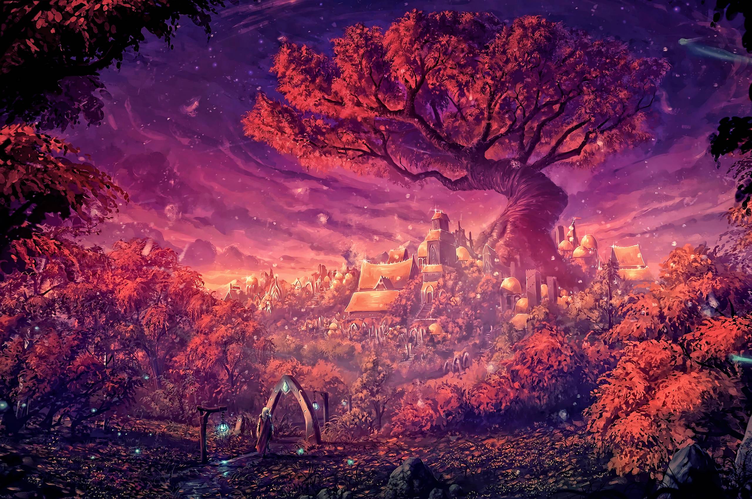 2560x1700 Dreamy Forest Painting Art 4k Chromebook Pixel HD 4k Wallpaper, Image, Background, Photo and Picture