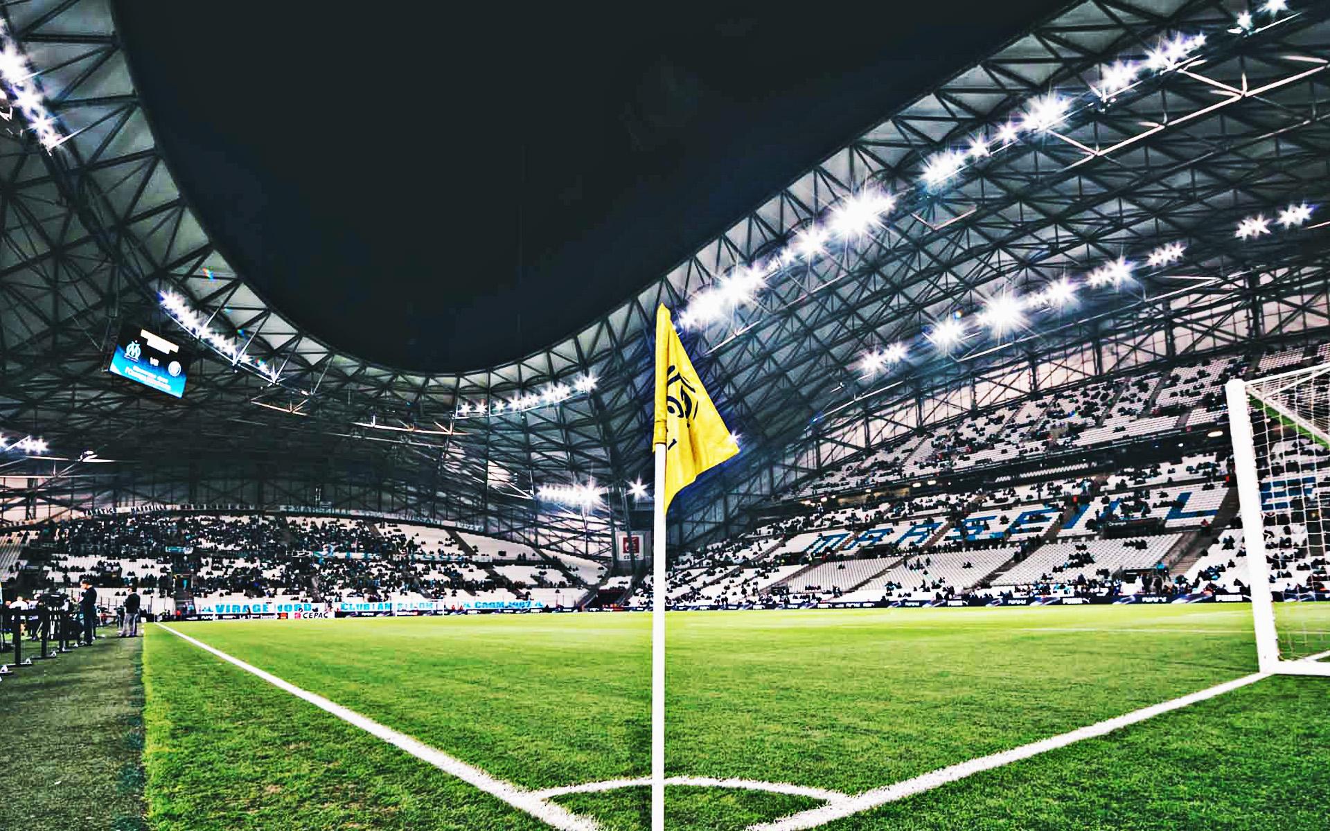 1920x1200 Download wallpaper Velodrome, corner flag, match, Olympique Marseille stadium, fans, soccer, Stade Velodrome, France, Marseille, football stadium, french stadiums, OM stadium for desktop with resolution 1920x1200. High Quality HD picture wallpaper