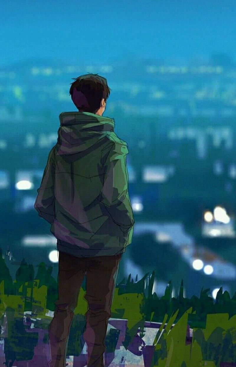 800x1244 Download Alone Boy Anime Army Green Jacket Wallpaper