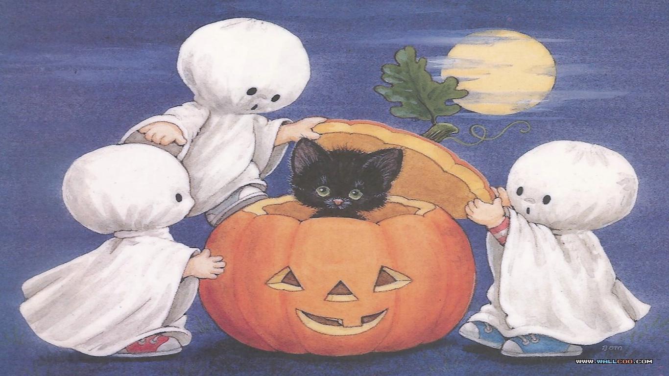 1366x768 Free Cute Halloween Wallpaper