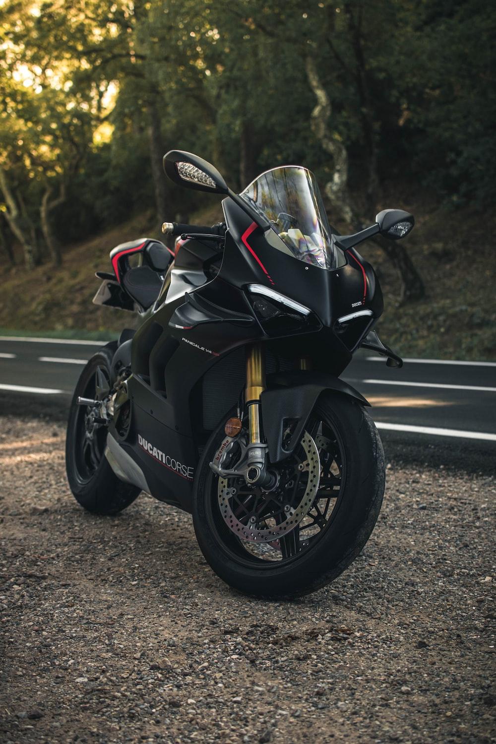 1000x1500 A motorcycle parked on the side of the road photo
