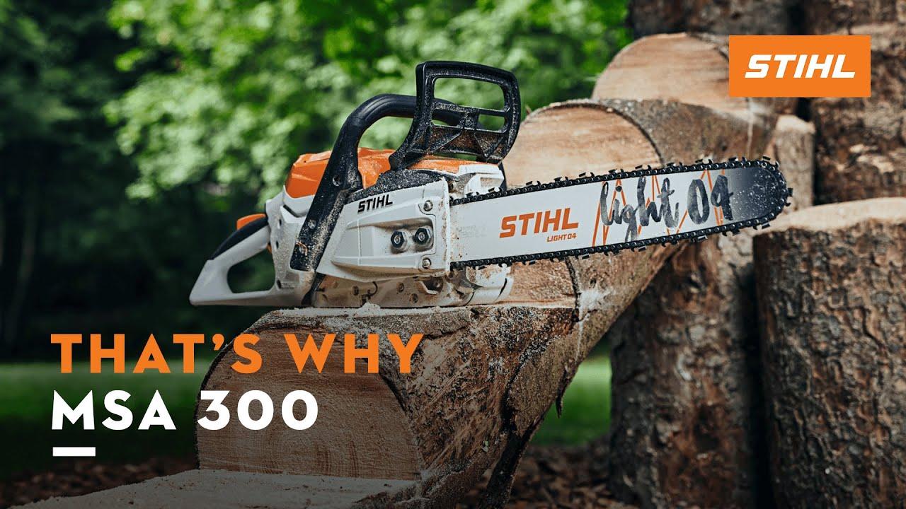 1280x720 STIHL MSA 300 cordless chainsaw. That's why