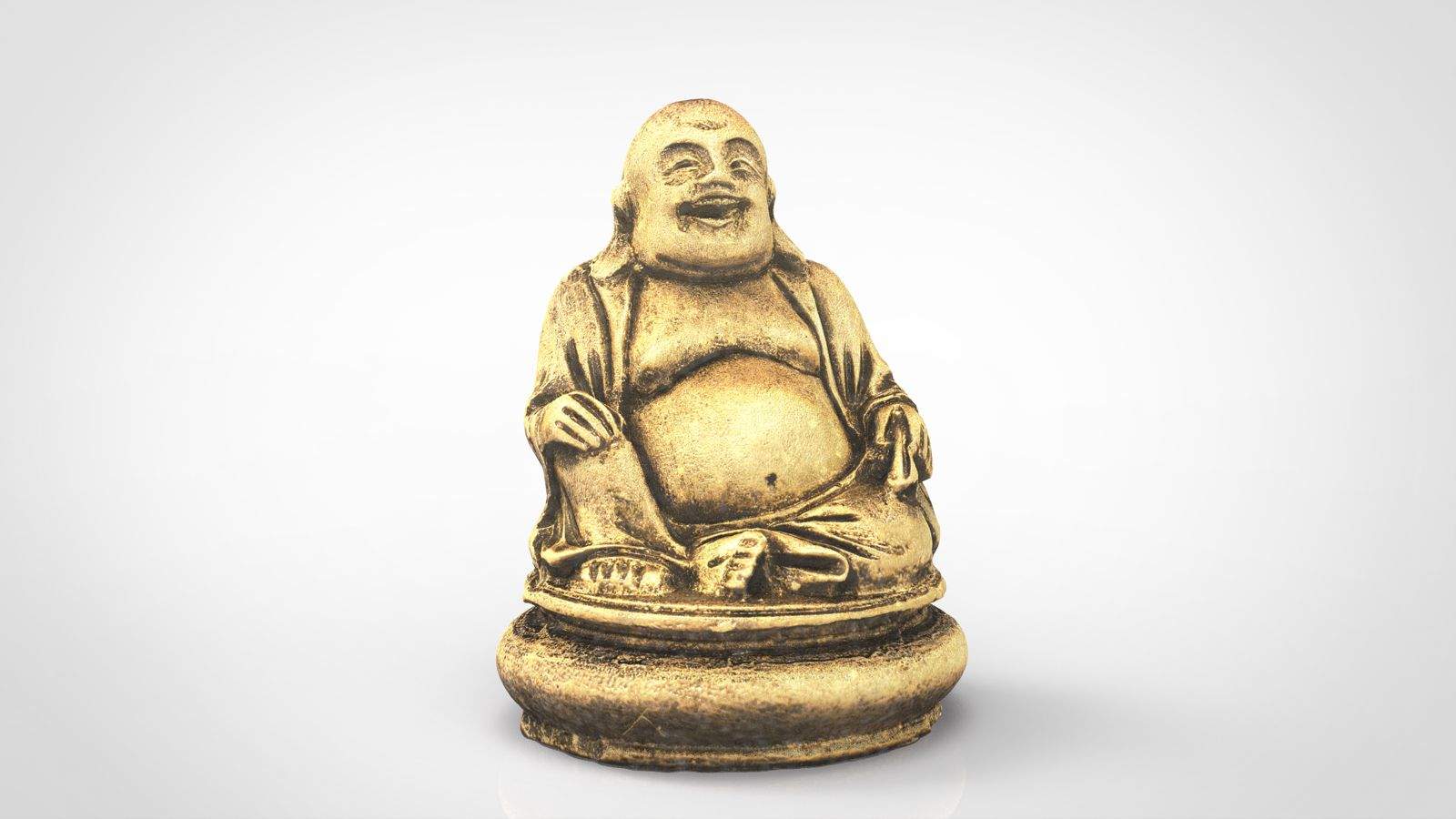 1600x900 Gold Happy Buddha 3D Model