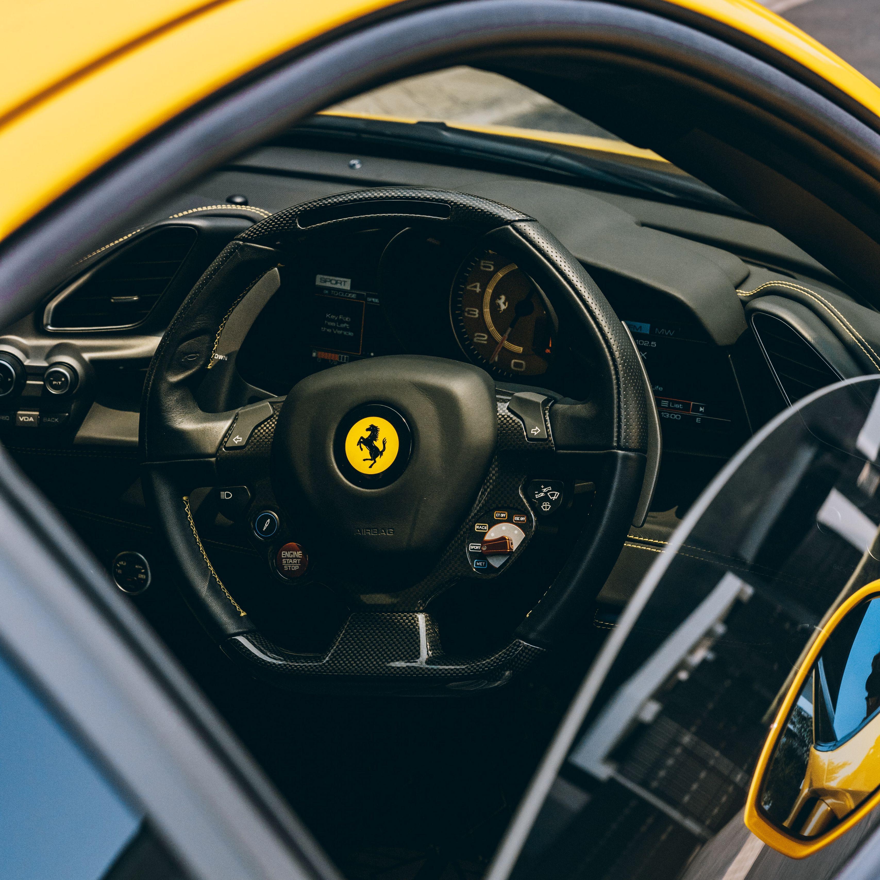 3415x3415 Download wallpaper 3415x3415 ferrari, steering wheel, interior, speedometer ipad pro 12.9 retina for parallax HD background