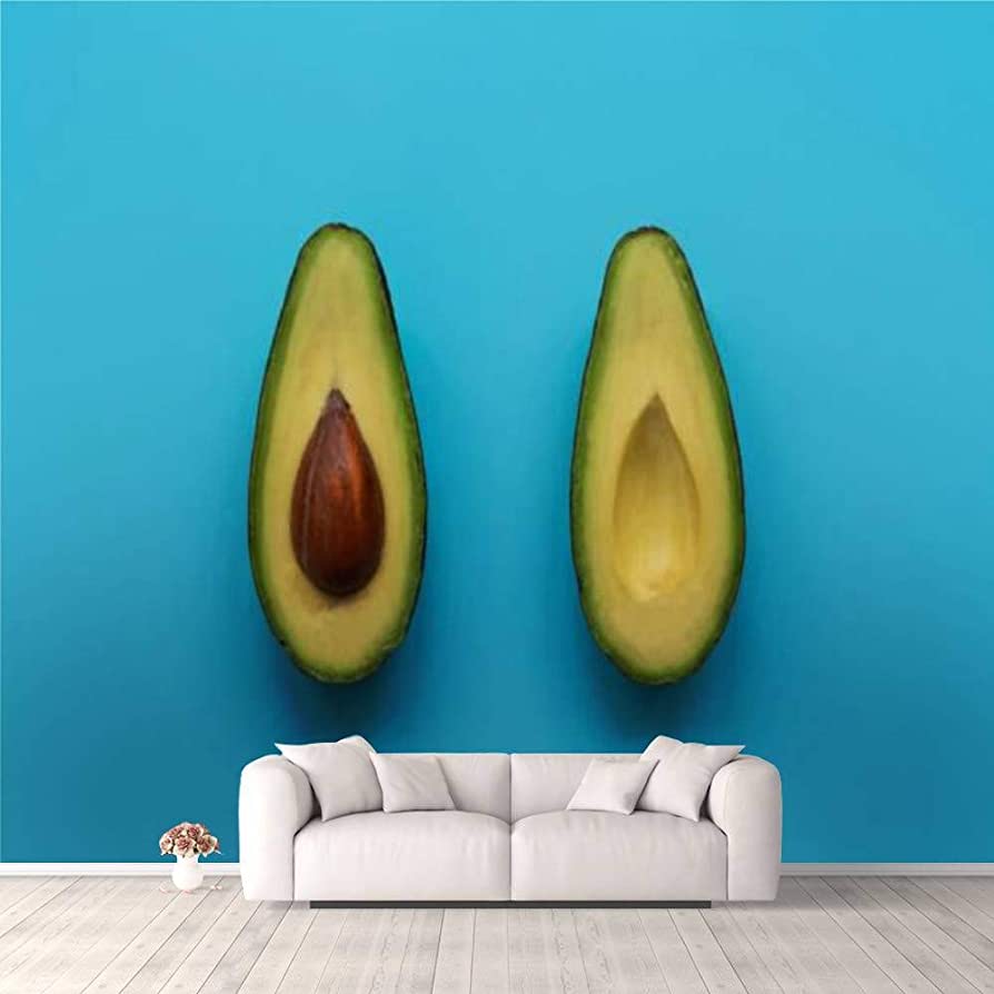 894x894 3D Wallpaper Avocado Halves on Blue Background top View Minimal Summer Food Self Adhesive Bedroom Living Room Dormitory Decor Wall Mural Stick and Peel Background Wall Ceiling Wardrobe Sticker