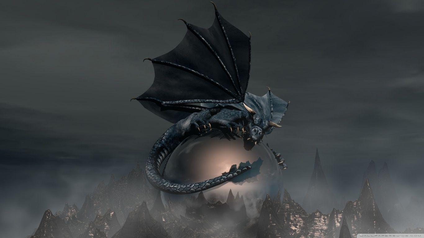 1366x768 Black Dragon Wallpaper HD