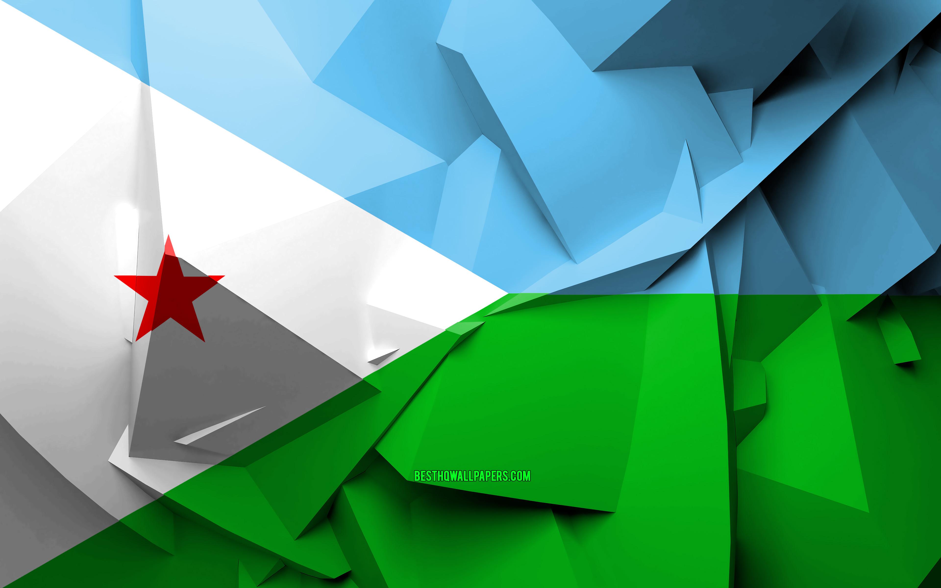 3840x2400 Download wallpaper 4k, Flag of Djibouti, geometric art, African countries, Djibouti flag, creative, Djibouti, Africa, Djibouti 3D flag, national symbols for desktop with resolution 3840x2400. High Quality HD picture wallpaper