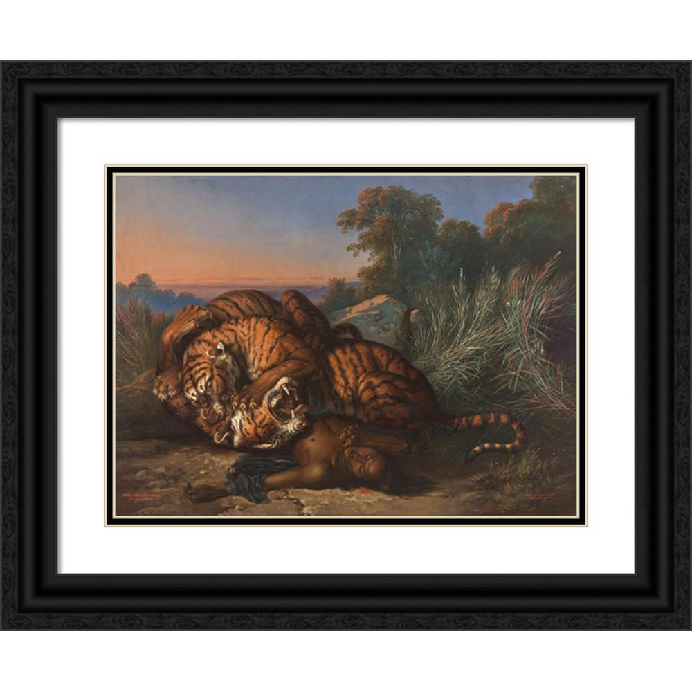 1000x1000 Raden Saleh 24x19 Black Modern Framed Museum Art Print Titled Tiger (1870)