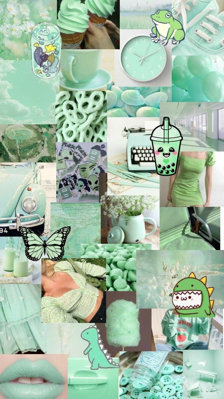 720x1280 Mint Green Collage Wallpaper