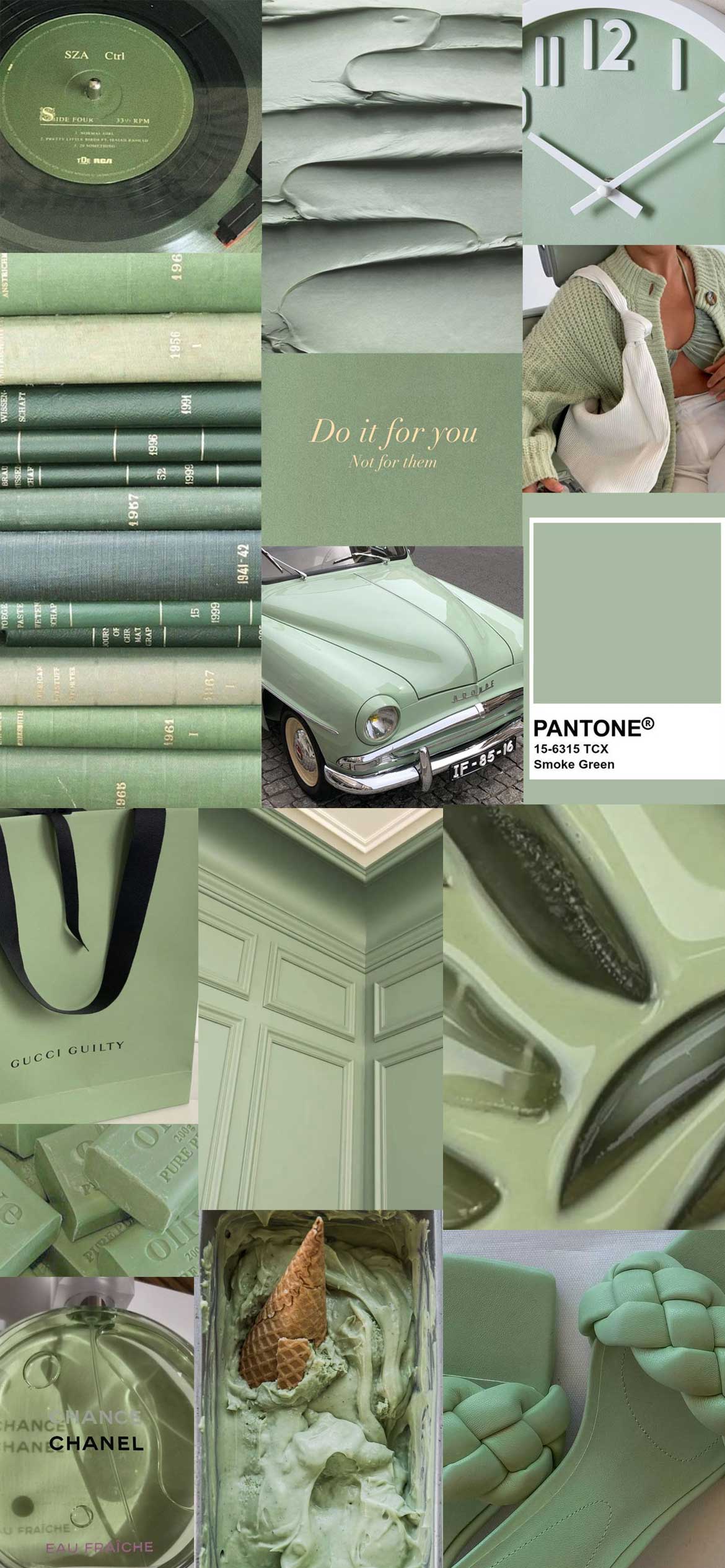 1170x2532 Collage Wallpaper Ideas : Pastel Green Wallpaper